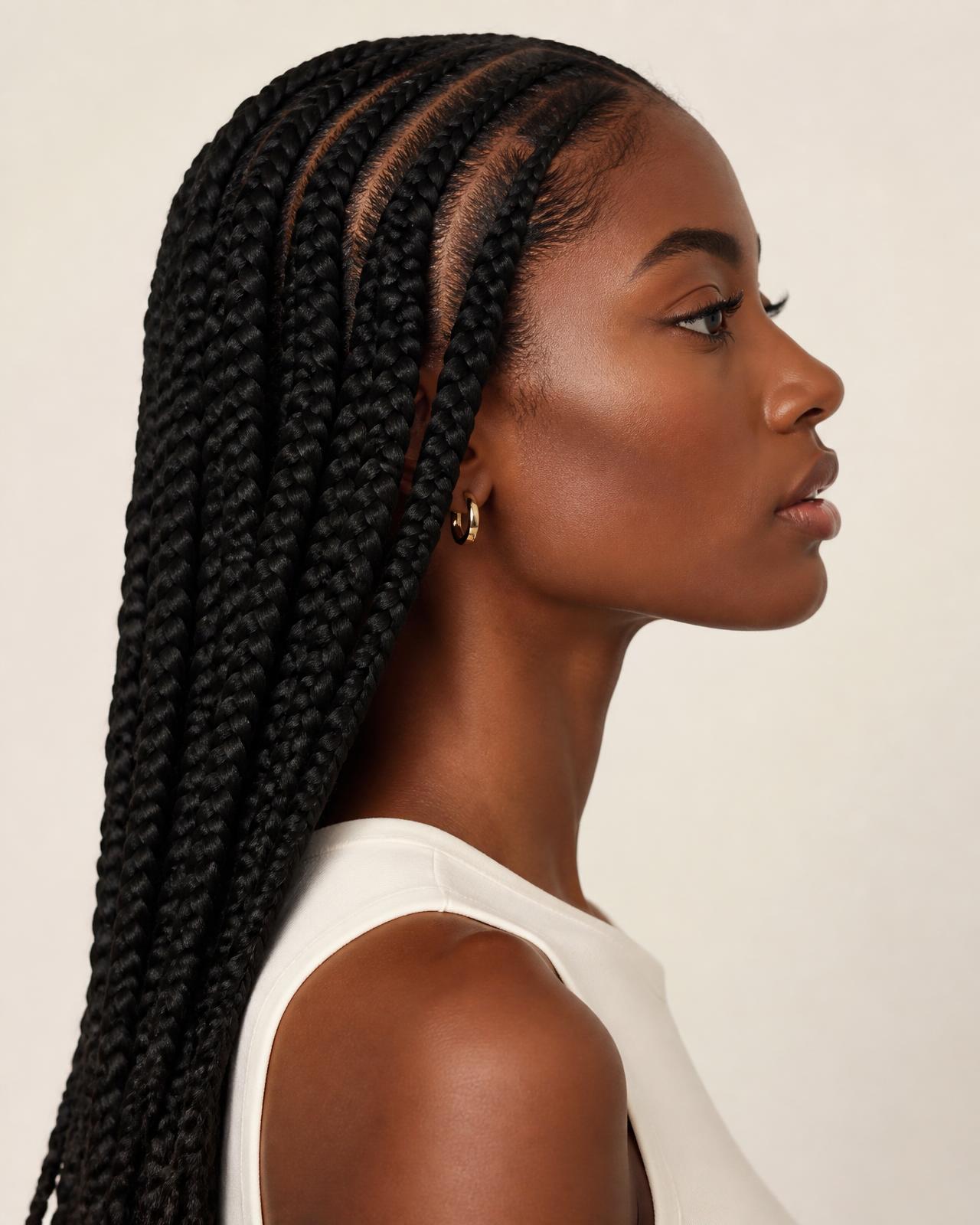 Cliente du salon Tiphaine and Co avec de longues braids